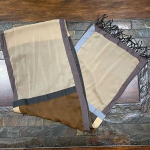 Chico’s Multicolor Browns Scarf with Bead Trim